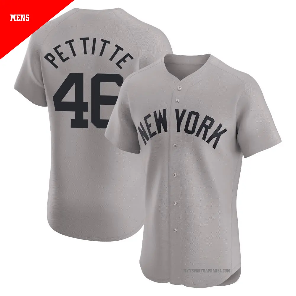 Men's ＃46 Andy Pettitte New York Yankees Gray Elite Road Jersey