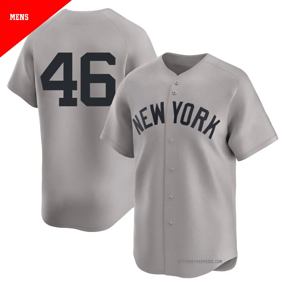 Men's ＃46 Andy Pettitte New York Yankees Gray Limited Away 2nd Jersey