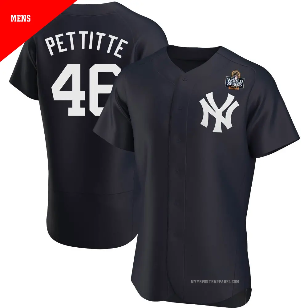 Men's ＃46 Andy Pettitte New York Yankees Navy Authentic Alternate 2024 World Series Jersey