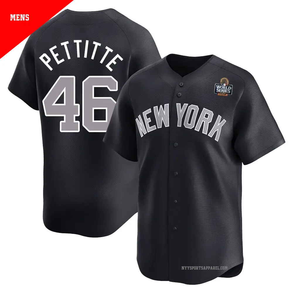 Men's ＃46 Andy Pettitte New York Yankees Navy Limited Alternate 2024 World Series Jersey
